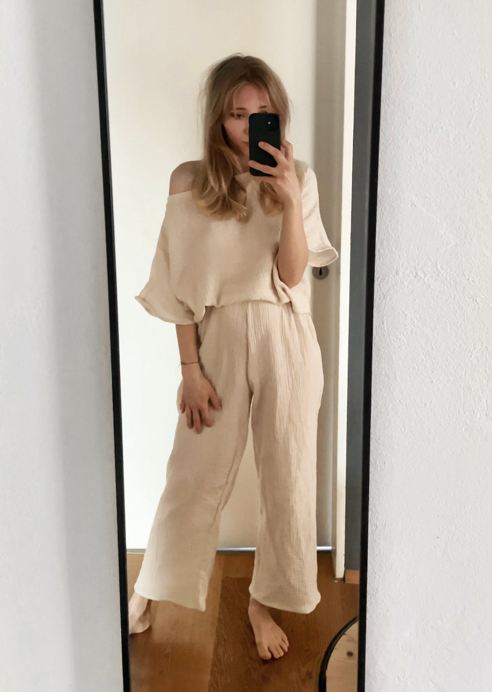 Wunderschöne Musselin Hose, black
