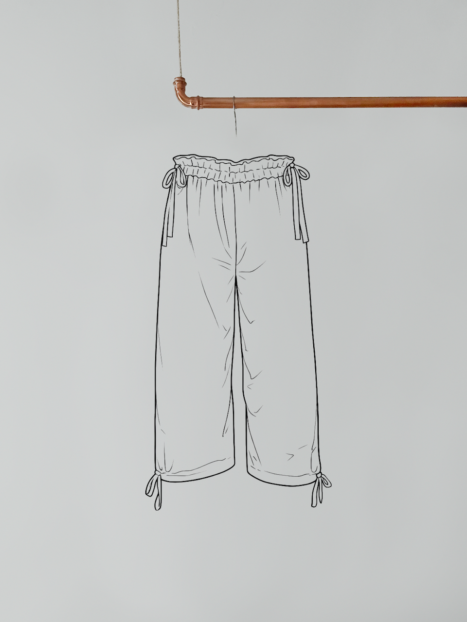 Weite Hose mit Scheifenband, Kinder - verschiedene Stoffe