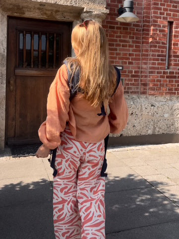 Wunderschöne Musselin Hose, coral splash