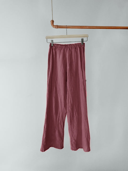 Wunderschöne Musselin Hose, berry