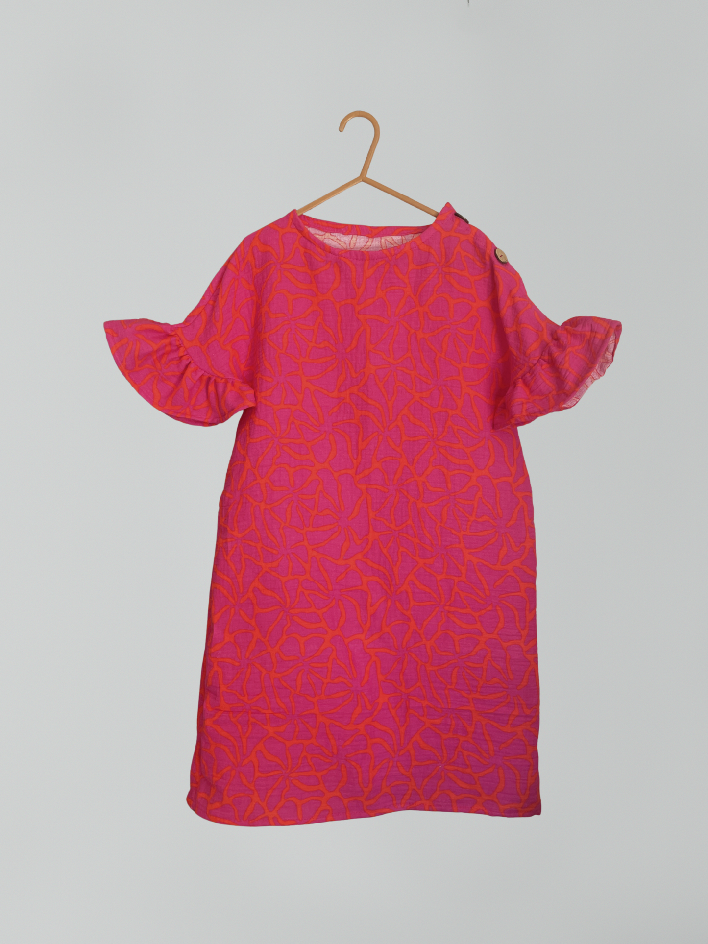 Kleid mit Flügelchen, Kinder - Musselin, verschiedene Farben