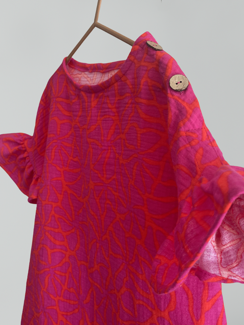 Kleid mit Flügelchen, Kinder - Musselin, verschiedene Farben