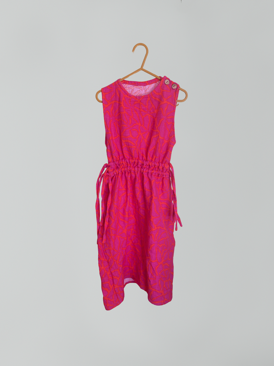 Schulterfreies Kleid mit Schleifen, Kleid - Musselin, pink flowers