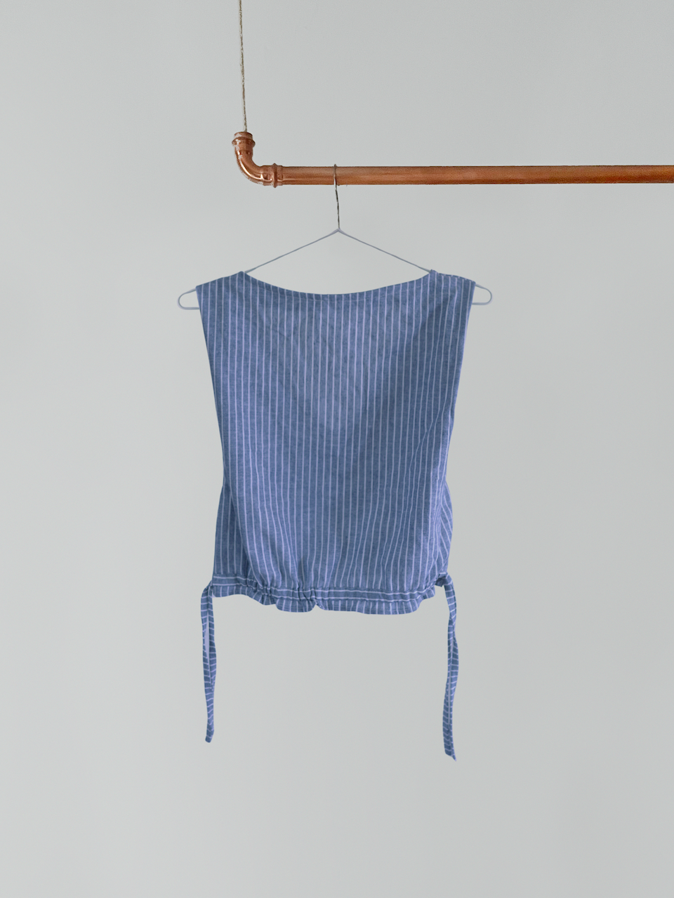 Croptop zum Binden - Leinen Streifen