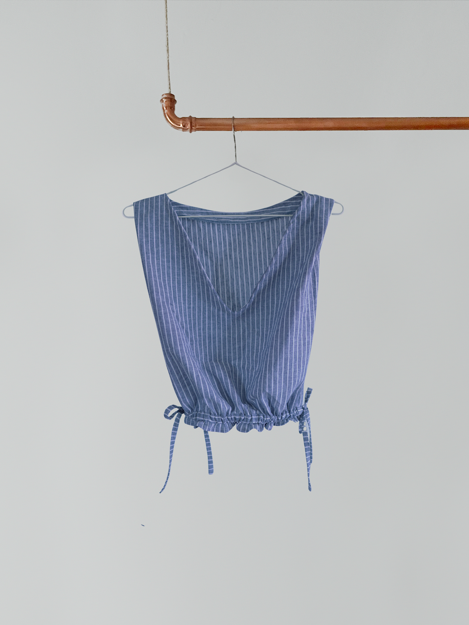 Croptop zum Binden - Leinen Streifen