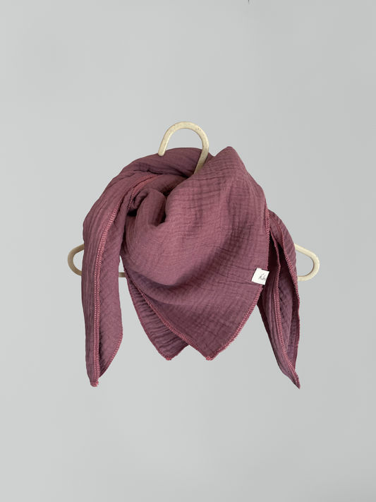 Musselintuch für Kinder – handgemachtes Dreieckstuch aus Musselin, mauve