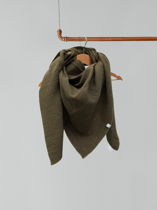 Großes Musselin Tuch -  olive
