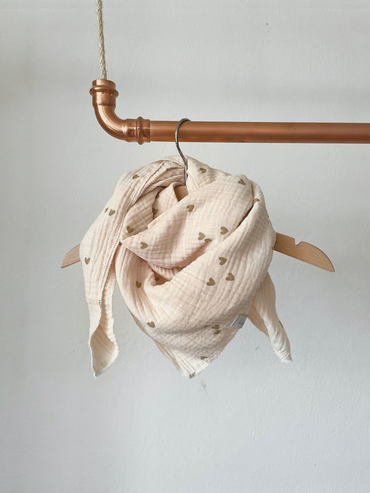 Musselin Tuch Kinder, Herz creme
