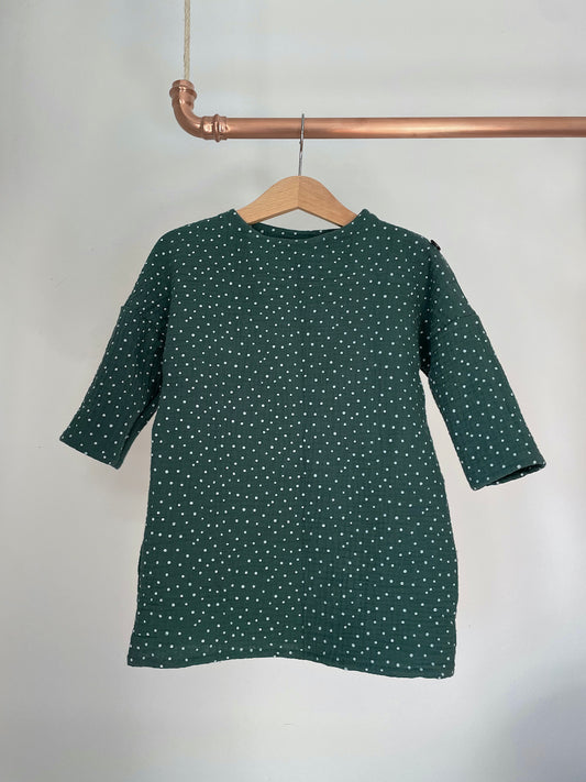 Musselin Oversize Kleid, tanne dots